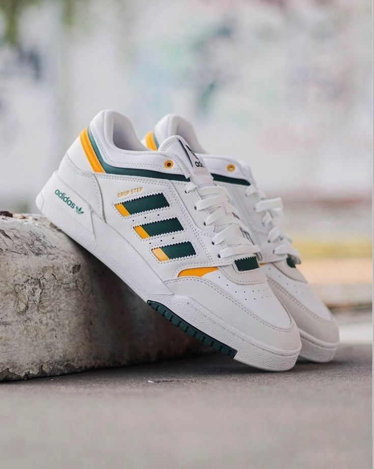 ADIDAS ORIGINALS DROP STEP LOW 'GREY WHITE GREEN YELLOW